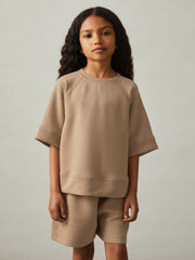 9-13 yrs Modal-Blend Sweatshirt And Shorts Set Mink | Children & Baby