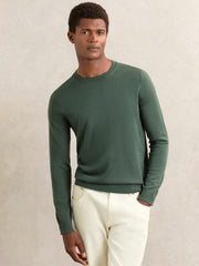 Merino-Wool Crew-Neck Jumper Kale Green | Men