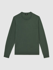 Merino-Wool Crew-Neck Jumper Kale Green | Men