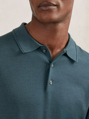 Merino Wool Long-Sleeve Polo Shirt Orion Blue | Men