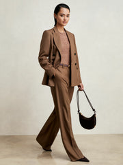 Petite Wool-Blend Double-Breasted Suit Blazer Tan | Women
