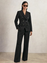 Wool-Blend Double-Breasted Blazer Black | Women