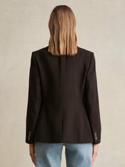 Wool-Blend Double-Breasted Blazer Chocolate Brown | Women