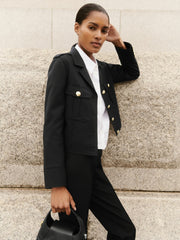 Wool Twin-Pocket Cropped Jacket Black | Women