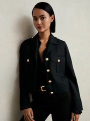 Wool Twin-Pocket Cropped Jacket Black | Women