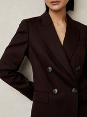 Wool-Blend Double-Breasted Suit Blazer Aubergine | Women