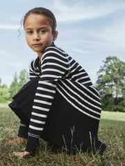 3-9 yrs Button-Detail Stripe Knitted Dress Navy/White | Children & Baby