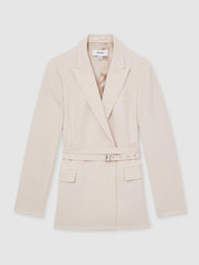 Single-Breasted Belted Suit Jacket Pink | Women