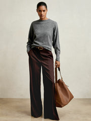 Wool-Blend Reverse-Seam Batwing Jumper With Cashmere Charcoal | Women