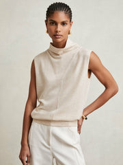 Wool Slouched Sleeveless Top Stone Neutral | Women