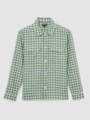 Woven Check Twin Pocket Overshirt Green Multi | Men