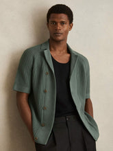 Cotton Textured-Knit Cuban-Collar Shirt Pine Green | Men