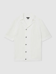 Cotton Textured-Knit Cuban-Collar Shirt White | Men