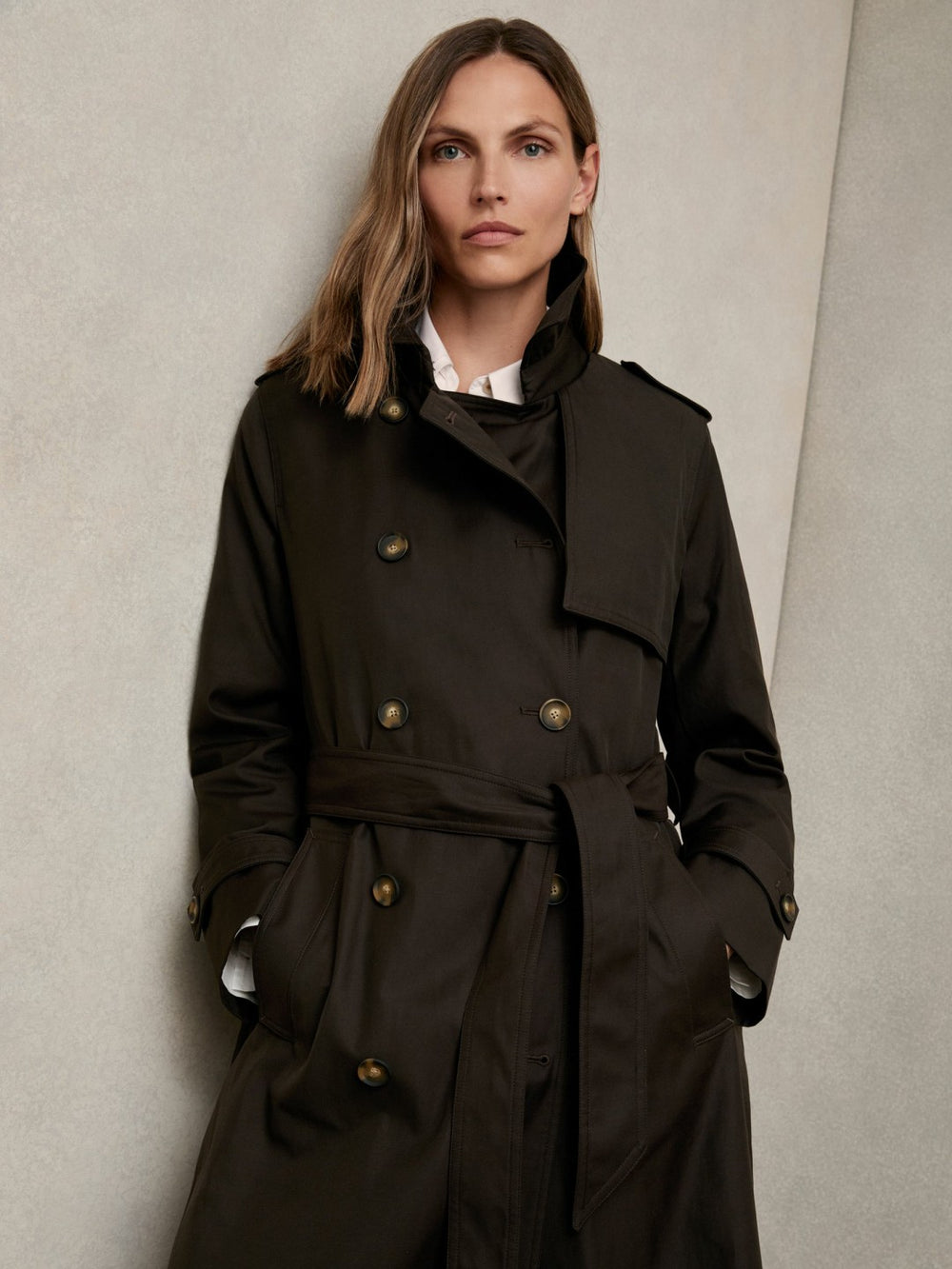 Petite Hooded Insert Trench Coat Chocolate Brown | Women