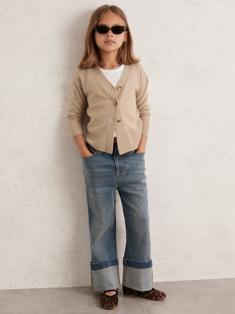 4-9 yrs Wool-Blend Fitted Cardigan With Cashmere Neutral | Children & Baby