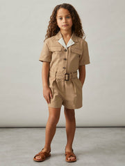 3-9 yrs Cotton-Lyocell Utility Playsuit Camel | Children & Baby