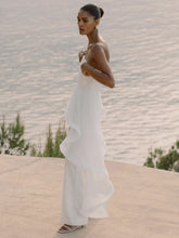 Silk Ruffle Bandeau Wide-Leg Jumpsuit Ivory | Women