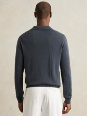 Merino Wool Open-Collar Polo Shirt Midnight Navy | Men