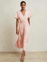 Ruched-Front Midi Dress Pale Pink | Women
