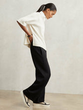 Petite Wide-Leg Interlock Drawstring Joggers Black | Women