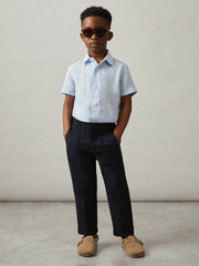 9-13 yrs Short Sleeve Linen Shirt Pale Blue | Children & Baby