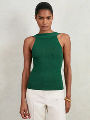 Low-Back Rib-Knit Vest Green | Women