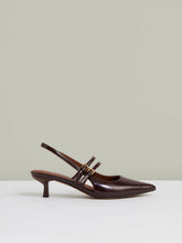 Leather Slingback Buckle Court Shoes Oxblood | Women