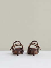 Leather Slingback Buckle Court Shoes Oxblood | Women