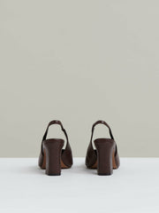 Leather Slingback Court Shoes Chocolate | Women