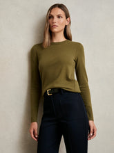 Wool-Blend Open-Stitch Jumper with Cashmere Khaki Green | Women