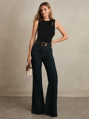 Cut-Out Rib-Knit Vest Black | Women