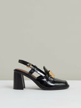 Patent Leather Slingback Heeled Loafers Black | Women