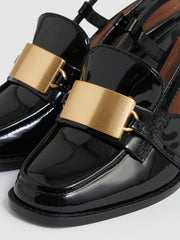 Patent Leather Slingback Heeled Loafers Black | Women