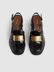 Patent Leather Slingback Heeled Loafers Black | Women