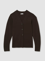 Wool-Blend Fitted Cardigan With Cashmere Chocolate | Women