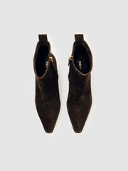 Suede Block-Heel Ankle Boots Chocolate | Women