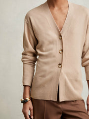 Wool-Blend Fitted Cardigan With Cashmere Neutral | Women