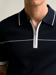 Half Zip Tipped Polo Shirt Navy/White | Men