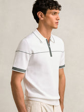 Half Zip Tipped Polo Shirt White/Green | Men