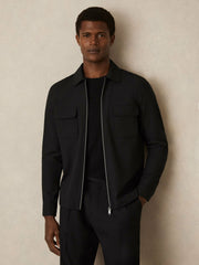 Technical Zip-Through Overshirt Black | Men