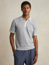 Micro-Cable Half-Zip Polo Shirt Soft Blue | Men