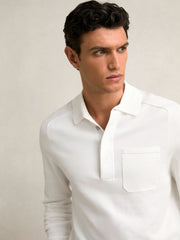 Cotton Concealed Placket Polo Shirt White | Men