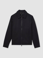 Lyocell-Cotton Zip-Through Twill Jacket Navy | Men