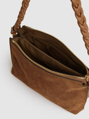 Suede Plaited-Strap Cross-Body Bag Tan | Women