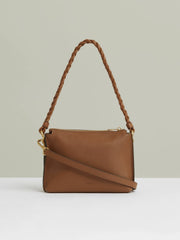 Suede Plaited-Strap Cross-Body Bag Tan | Women