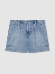 Good American Denim Shorts With Linen Indigo Blue | Women