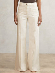 Petite Patch-Pocket Flared Jeans Ecru | Women