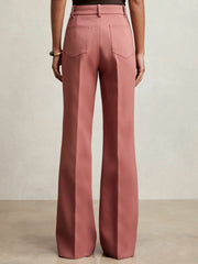 Twill Patch-Pocket Flared Trousers Pink | Women