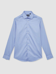 Slim Fit Slim-Fit Cotton-Sateen Shirt Mid Blue | Men