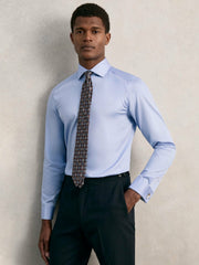 Slim Fit Slim-Fit Cotton-Sateen Shirt Mid Blue | Men